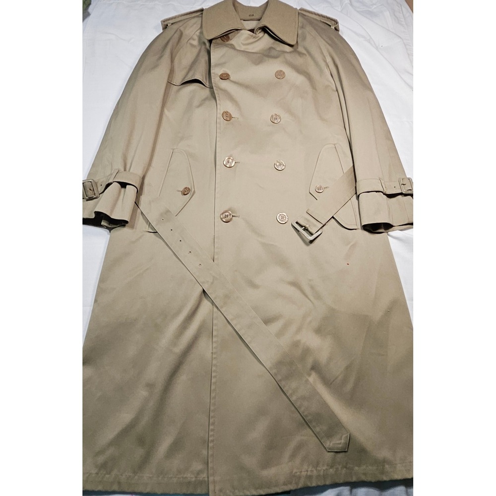 London Fog Townel Double Breasted Beige Trench Coat Men's 40 Reg. W Liner/Collar